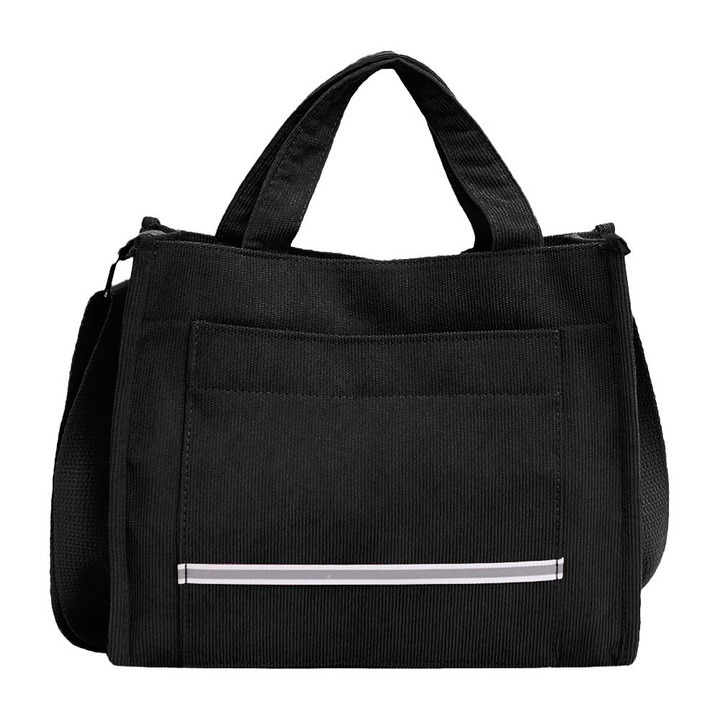 Geanta din corduroy, set, 26x22x10cm, negru