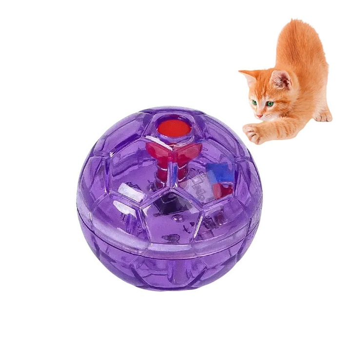 Интерактивна играчка за котки, Omelivon, LED топка с активиране чрез движение, устойчива на надраскване, лилава, M