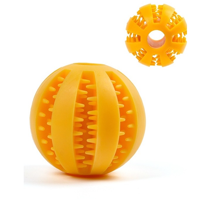 Interaktív kutyajáték, Omelivon, sárga stresszoldó labda, M-es méret, műanyagból