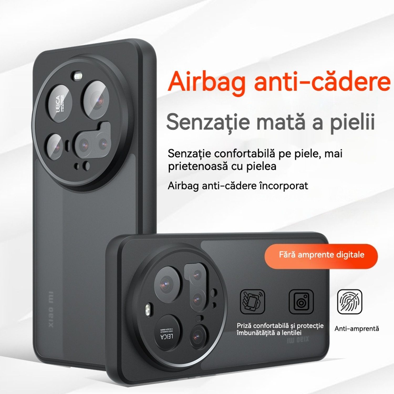 Husa pentru Xiaomi 15 Ultra, TPU/PC, Anti-Shock Protection Hard, Spate Mat, Negru Transparent