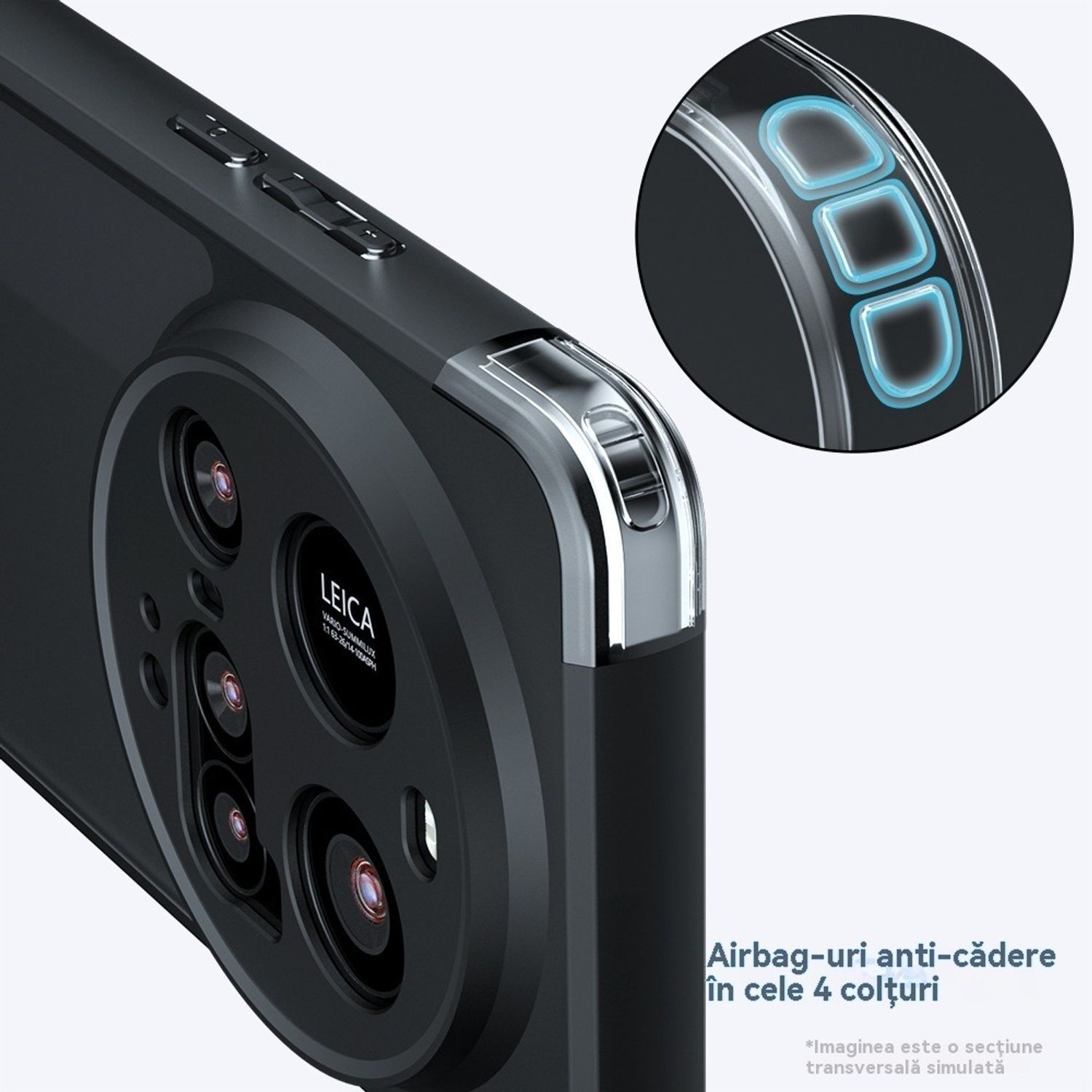 Husa pentru Xiaomi 15 Ultra, TPU/PC, Anti-Shock Protection Hard, Spate Mat, Negru Transparent