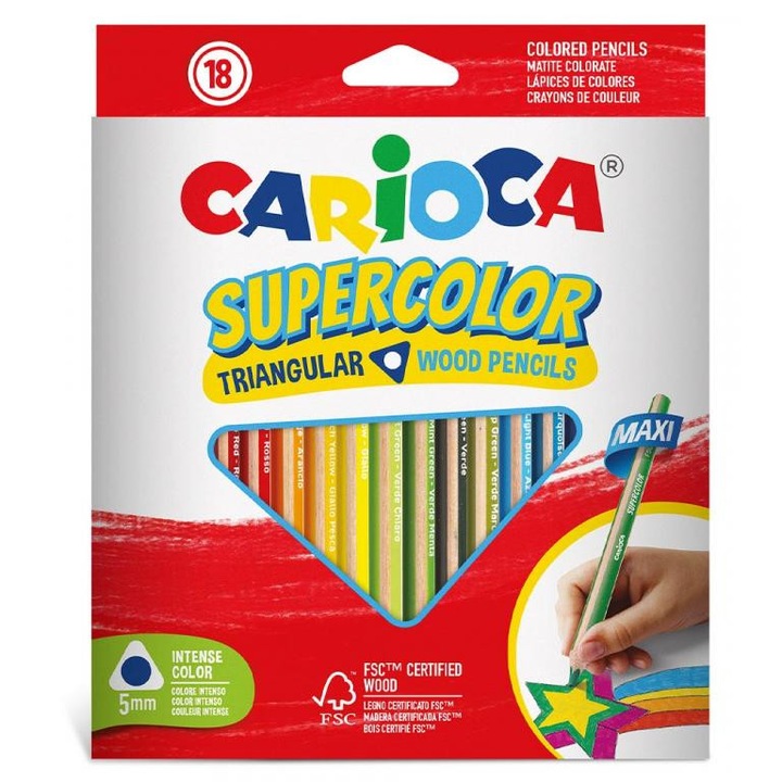 Carioca 1448042 Supercolor háromszög alakú 18 db-os maxi színesceruza szett - Carioca