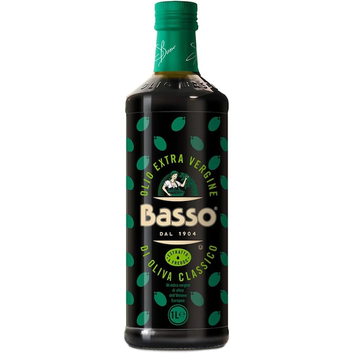 Ulei de masline extravirgin presat la rece, Basso 1000 ml sticla