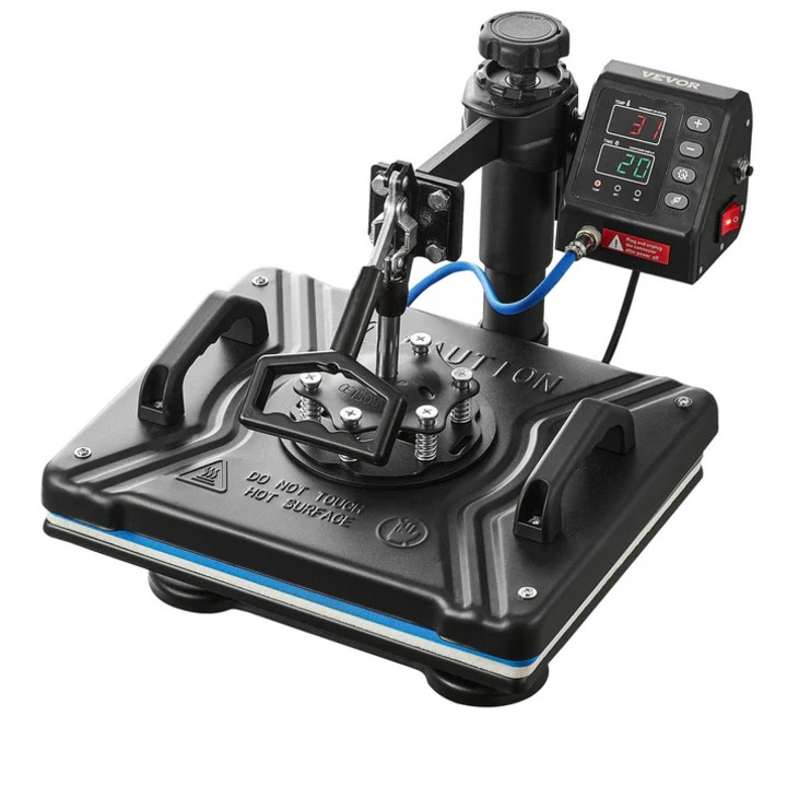 Термопреса, комплект 10 в 1, мощност 1000 W, многофункционална, черна