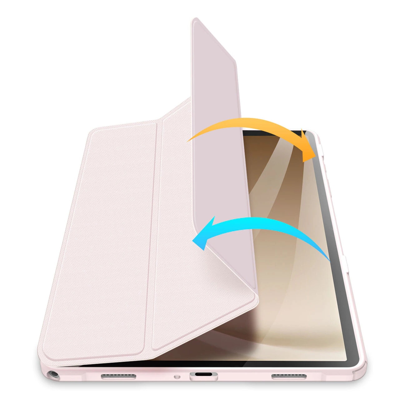 Husa premium pentru Samsung Galaxy Tab A9, 8.7", Sigloo, interior de piele sintetica, suport Smart Pen, spatele din policarbonat transparent, rezistent la socuri, Pink