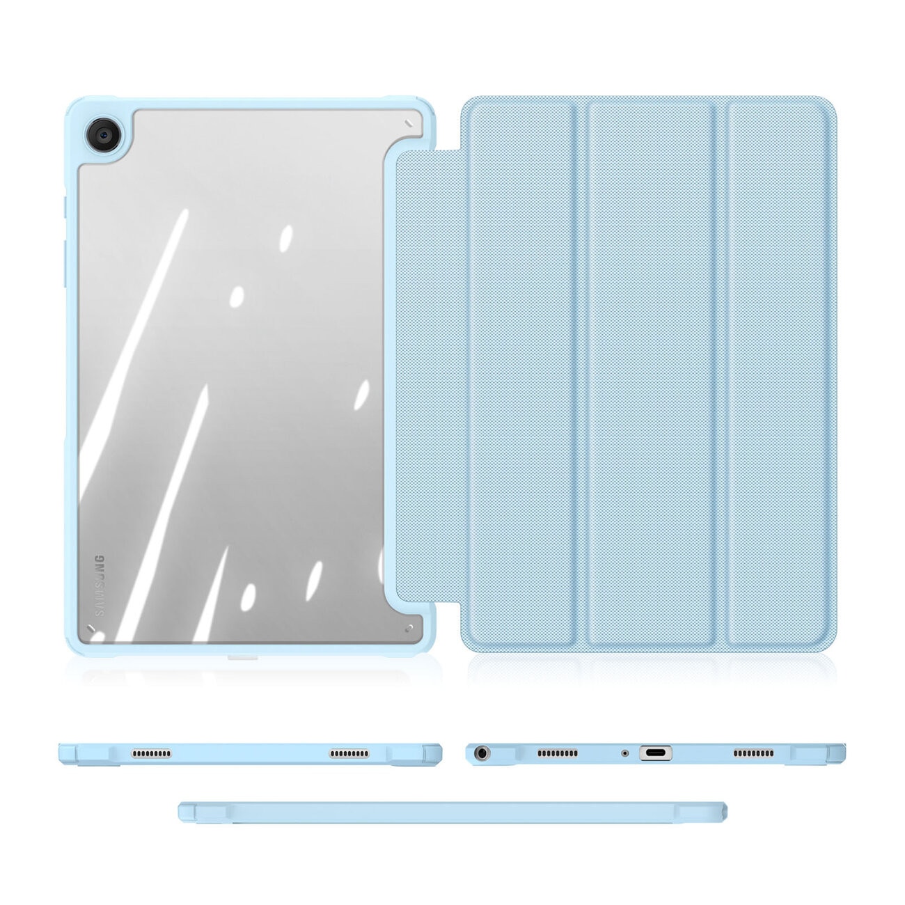 Husa premium pentru Samsung Galaxy Tab A11/A9+(2025/2023), 11", Sigloo, interior de piele sintetica, suport Smart Pen, rezistent la socuri, Blue