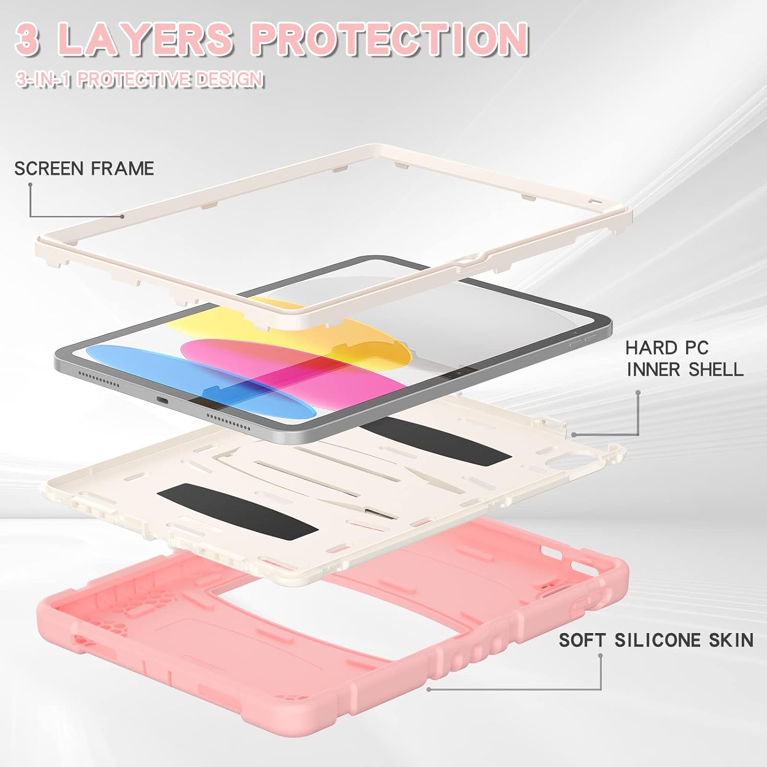 Husa Shockproof Armor pentru Samsung Galaxy Tab A7 (SM-T500/T505/T507), 10.4", Sigloo, stand Built-in, Protectie 360, Roz