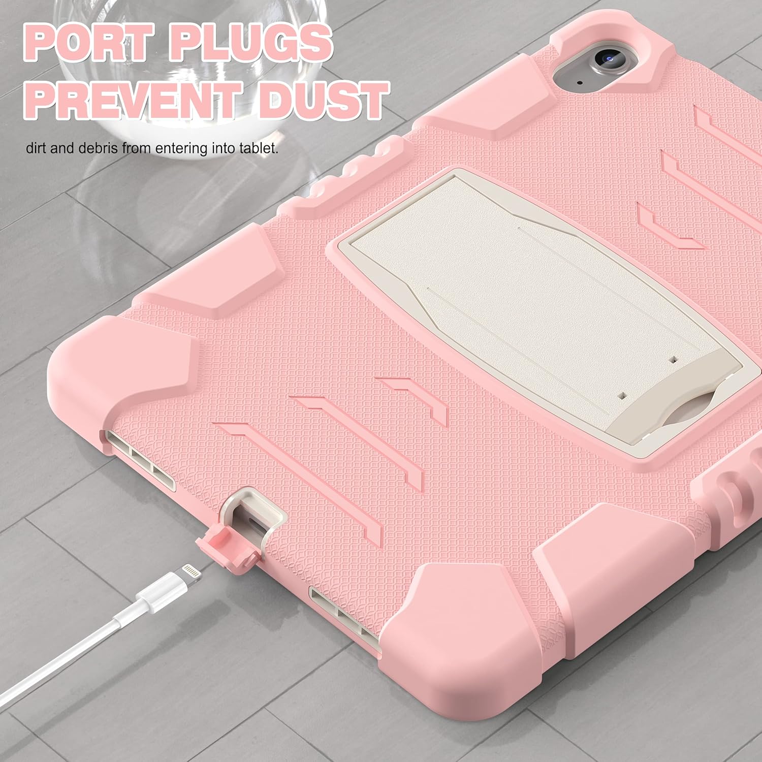 Husa Shockproof Armor pentru Samsung Galaxy Tab A7 (SM-T500/T505/T507), 10.4", Sigloo, stand Built-in, Protectie 360, Roz
