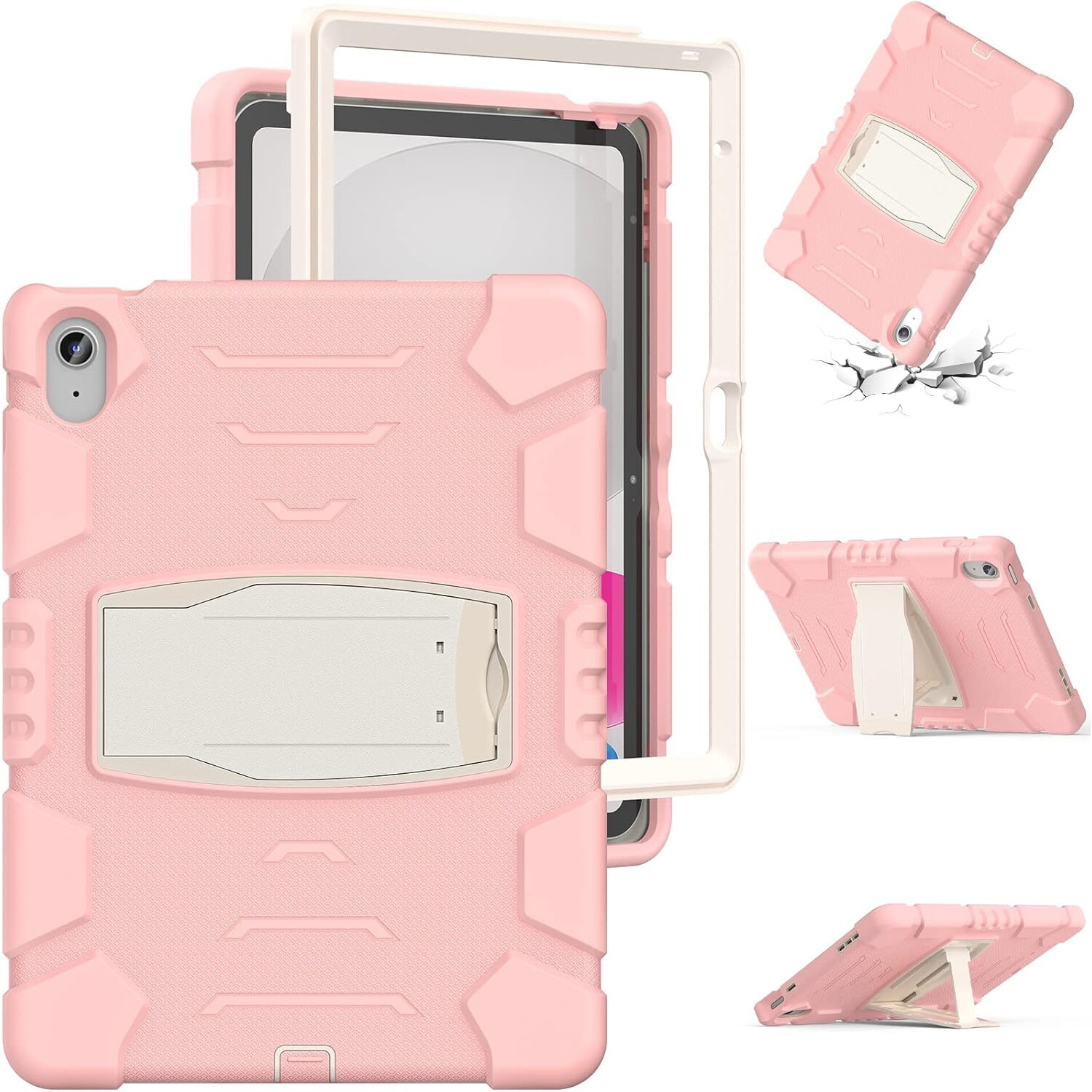 Husa Shockproof Armor pentru Samsung Galaxy Tab A9+, 11", Sigloo, stand Built-in, Protectie 360, Roz