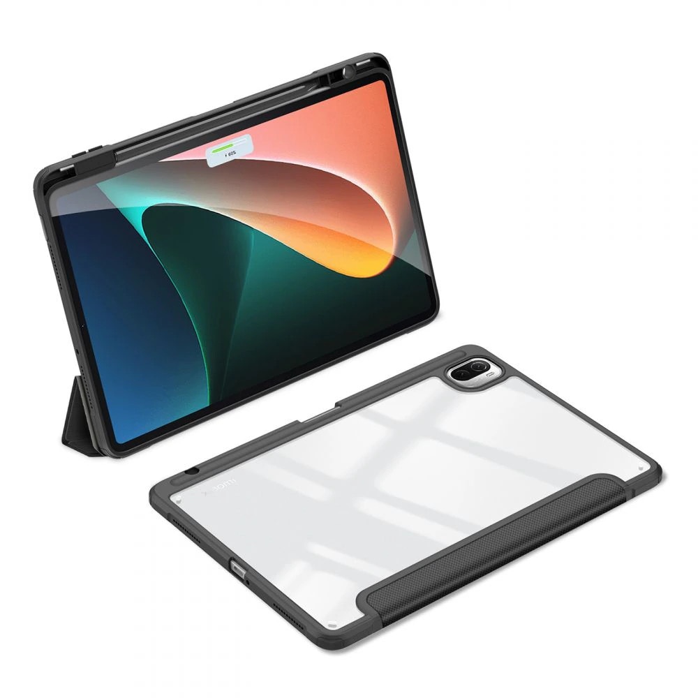 Husa Smart Case cu Auto Sleep/Wake, TPU Flexibil, Suport Stylus, Compatibila cu Huawei MatePad T10 9.7” / T10s 10.1” (2021), Spate Translucid, Negru