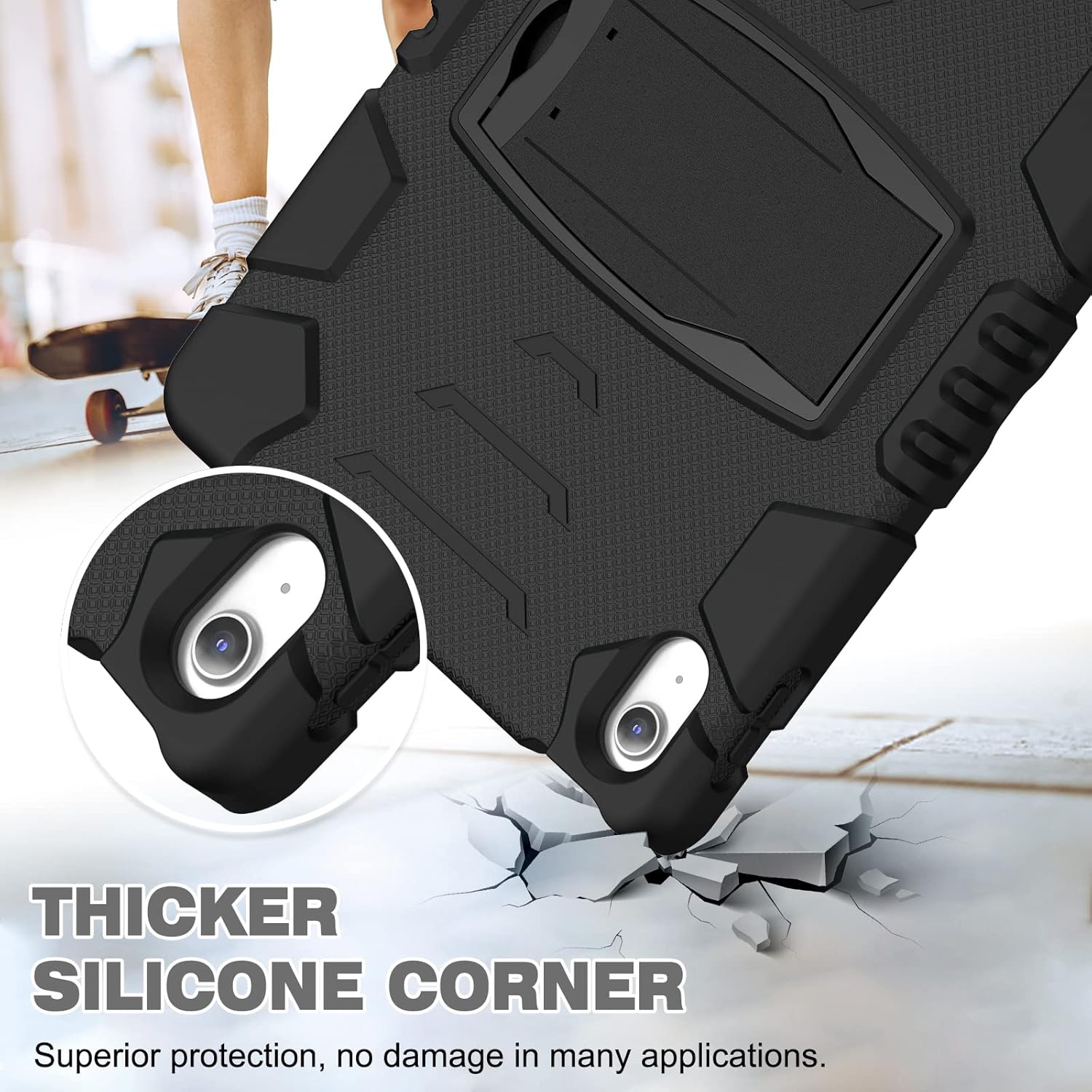 Husa Shockproof Armor pentru Samsung Galaxy Tab A9+, 11", Sigloo, stand Built-in, Protectie 360, Negru