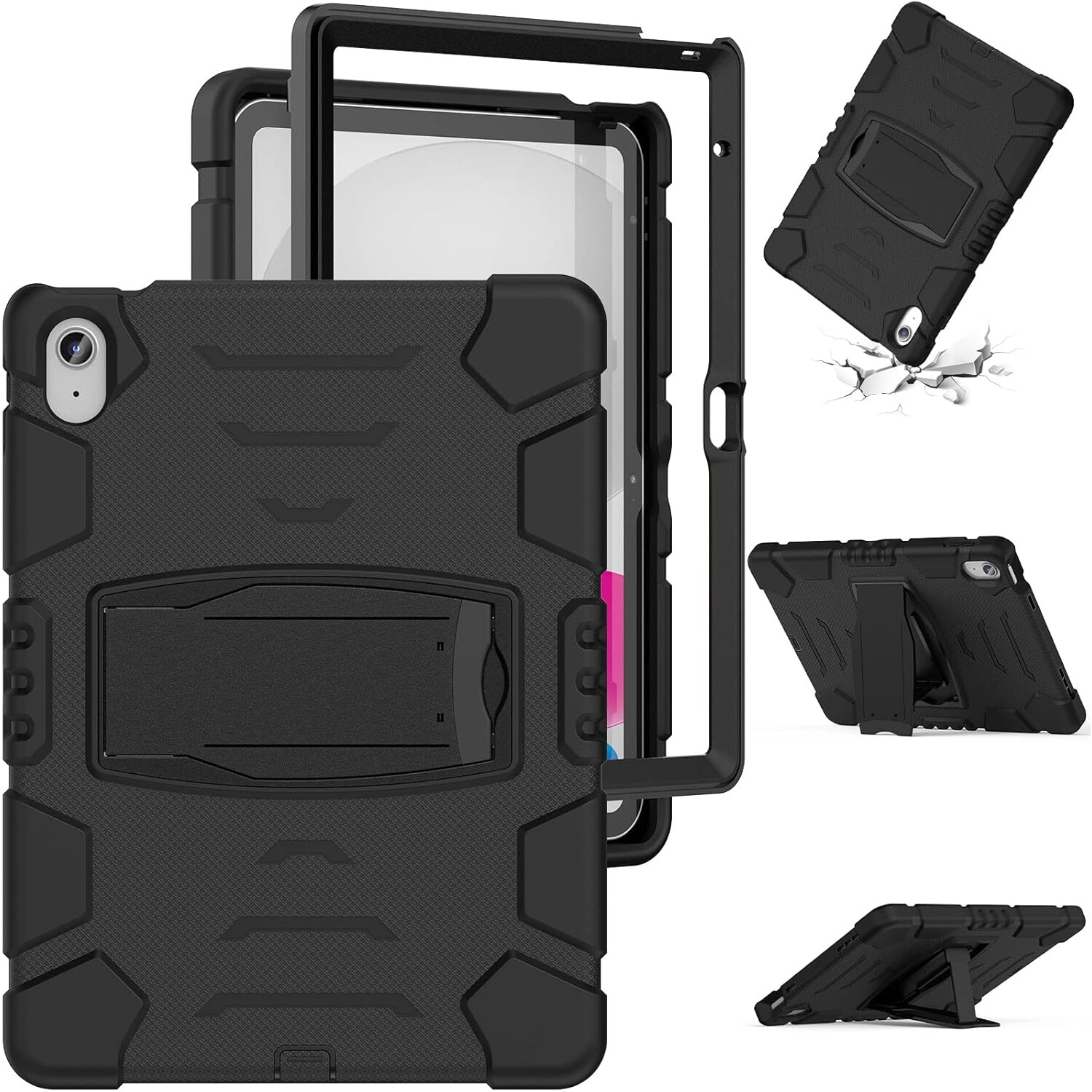 Husa Shockproof Armor pentru Samsung Galaxy Tab A9+, 11", Sigloo, stand Built-in, Protectie 360, Negru