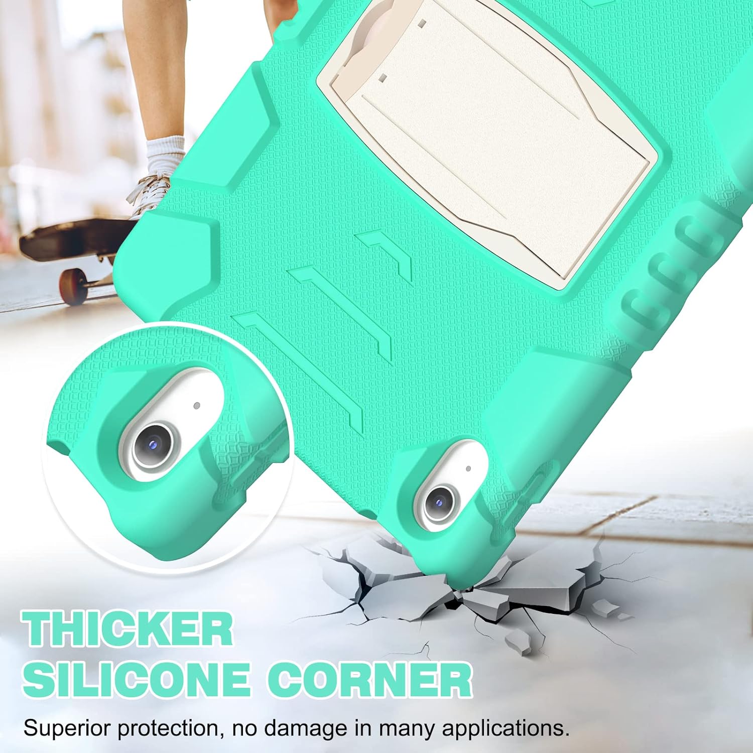 Husa Shockproof Armor pentru Samsung Galaxy Tab A9+, 11", Sigloo, stand Built-in, Protectie 360, Verde Aprins