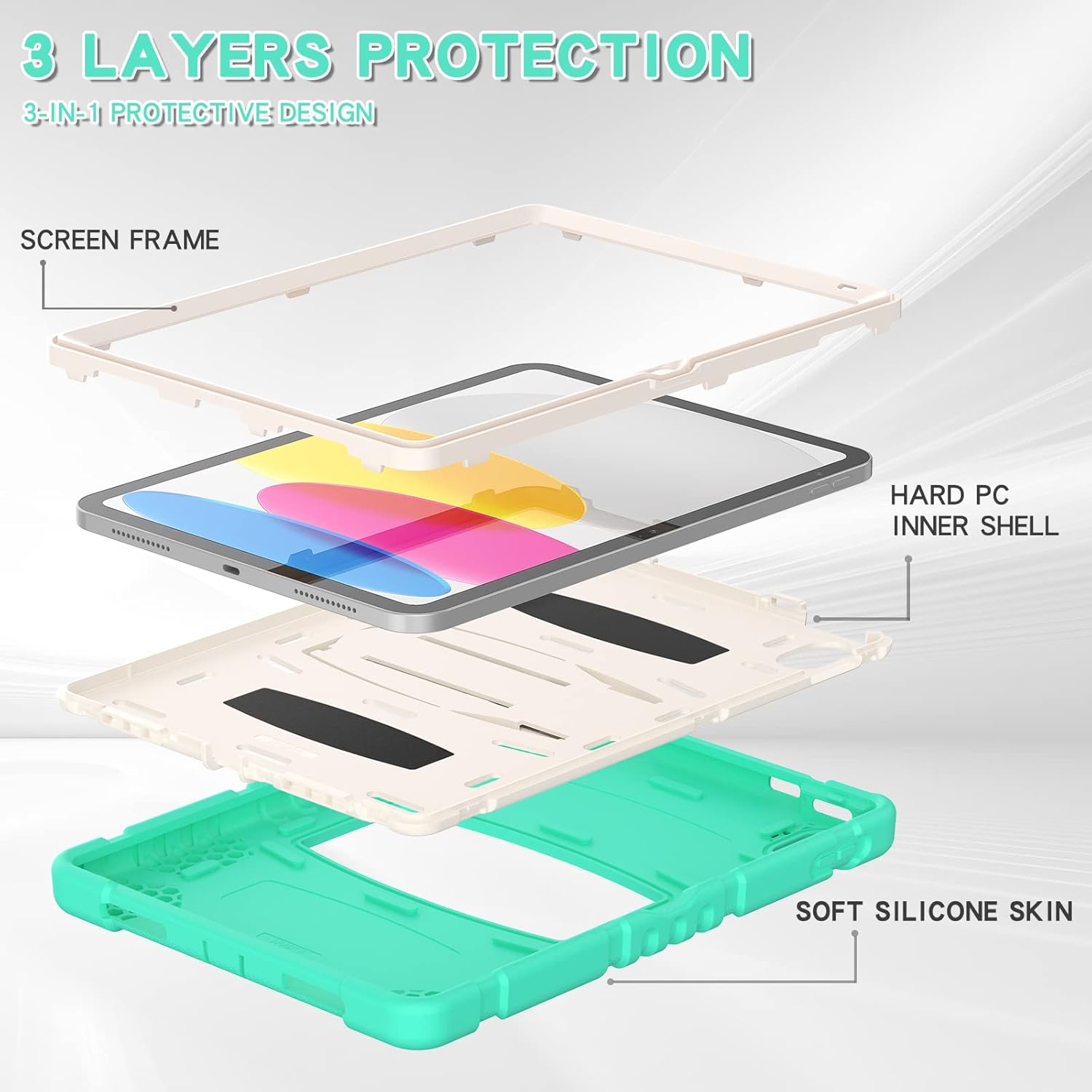 Husa Shockproof Armor pentru Samsung Galaxy Tab A9+, 11", Sigloo, stand Built-in, Protectie 360, Verde Aprins