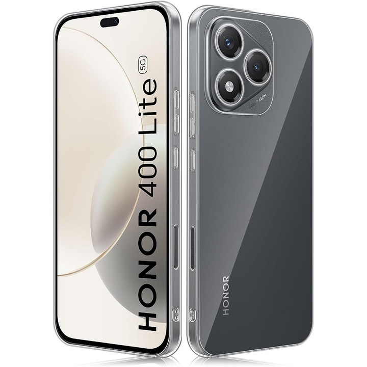 Carcasa spate din silicon compatibila cu Honor 400 Lite 5G, groasa, transparenta, 2 mm, cu protectie pentru camera, Clear case