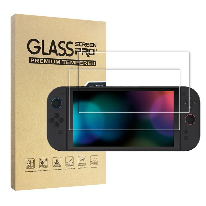 Nintendo Switch 2 védőfólia készlet, 2 darabos, 8 hüvelykes, karcálló, HD Clear, 9H keménységű, átlátszó