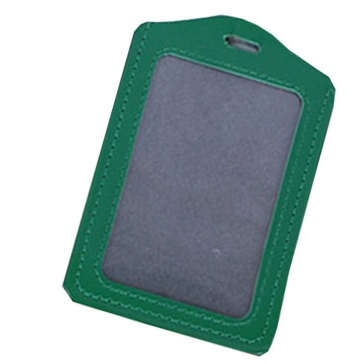 1 кожен калъф за лична карта - вертикален, зелен, подходящ за офиси, служители, студенти и персонал
