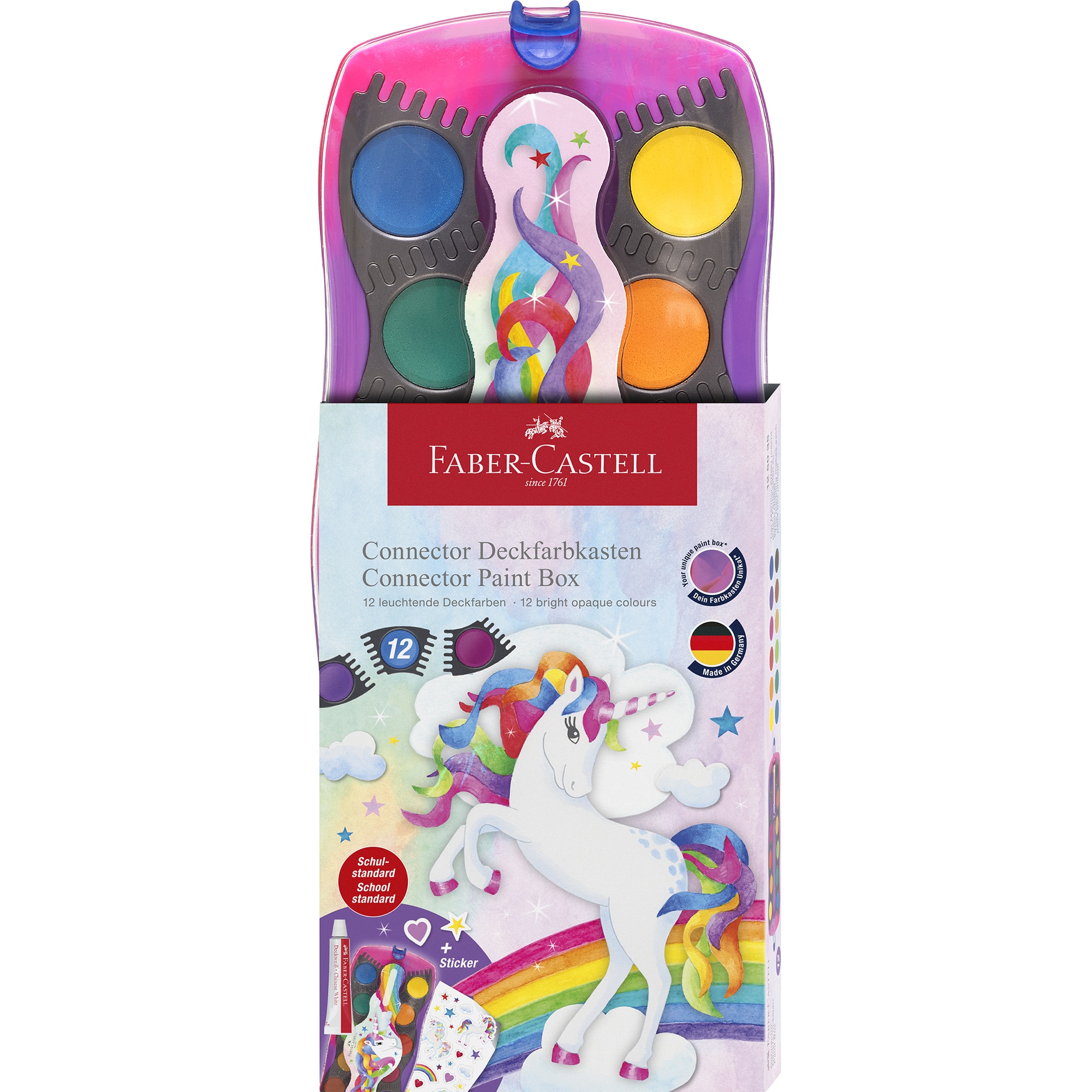 Acuarele 12 culori Connector unicorni 2025 Faber-Castell