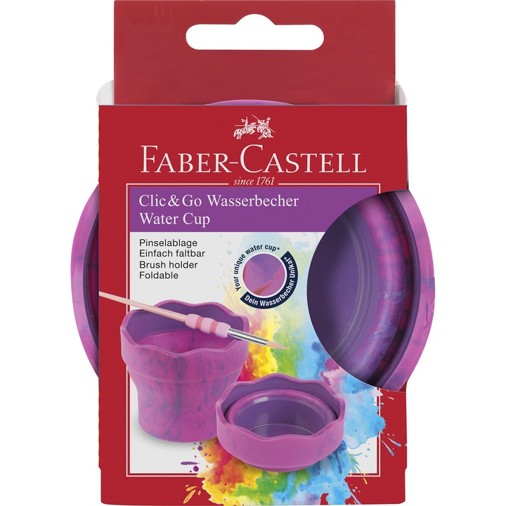 Cutie apa Click&Go unicorni roz marmorat Faber-Castell