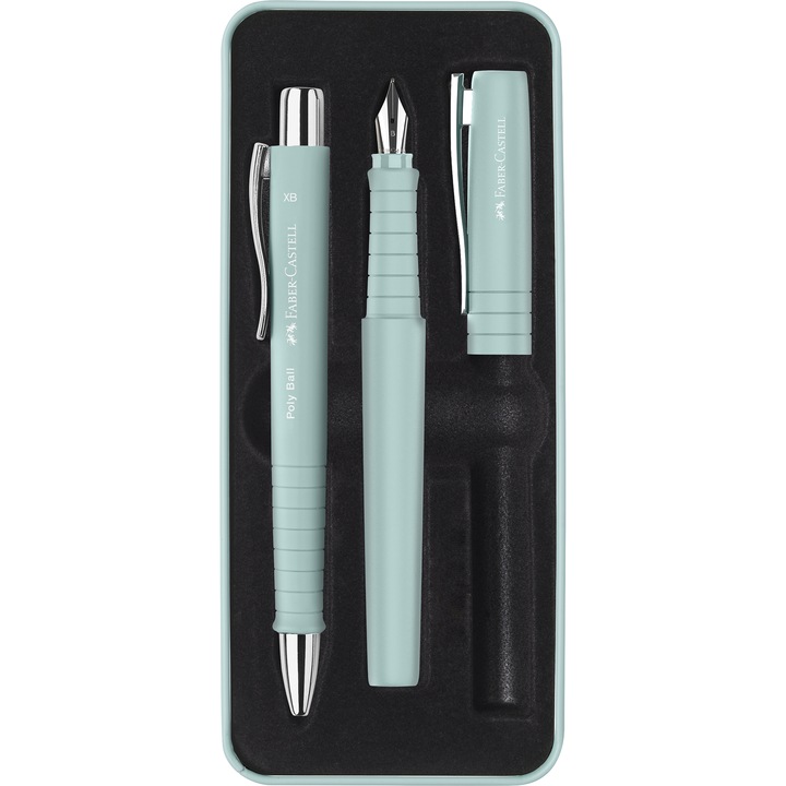Faber-Castell B pen plus XB Poly töltőtoll készlet, Caribbean kék