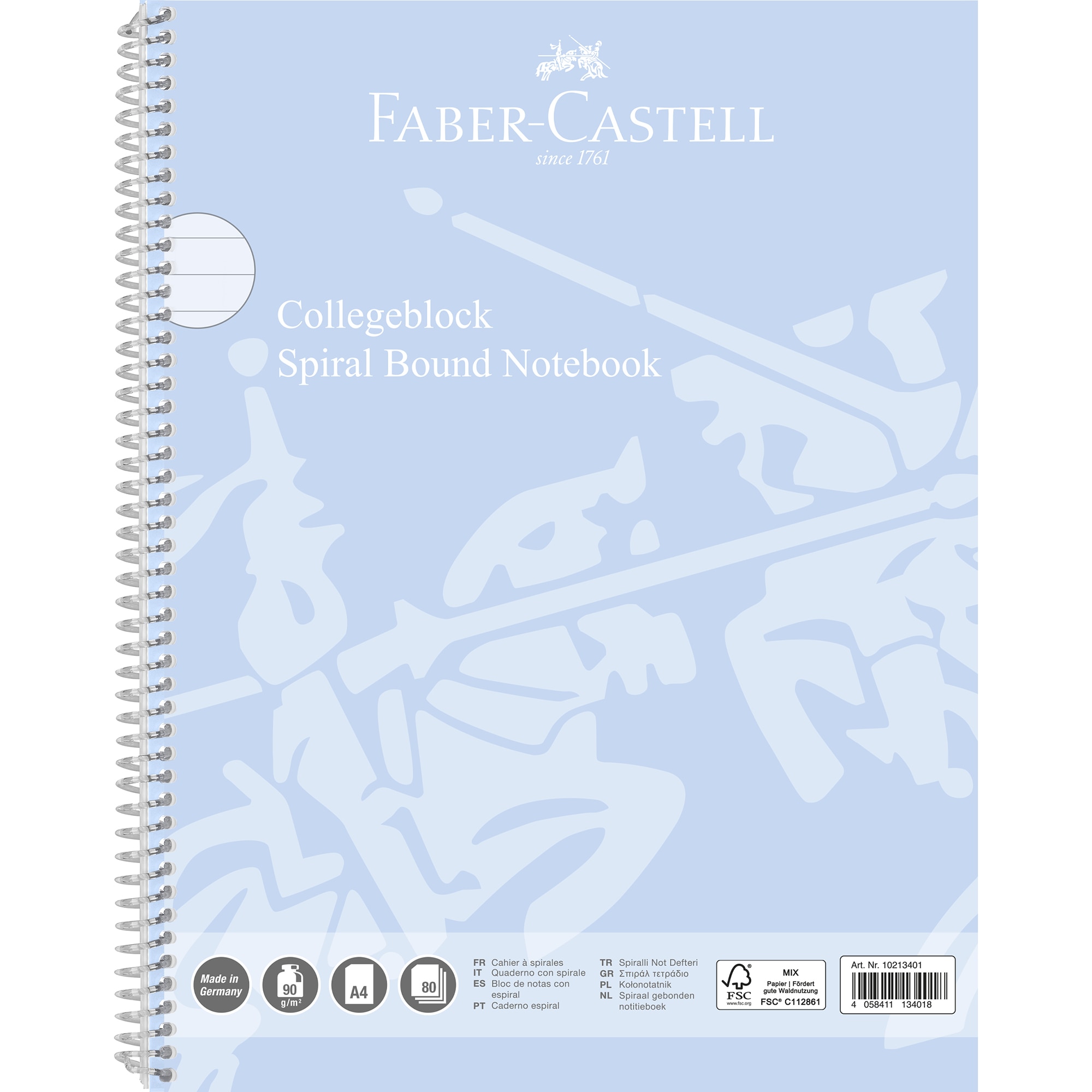 Caiet spira A4 80f 90g DR coperta carton bleu sky Faber-Castell