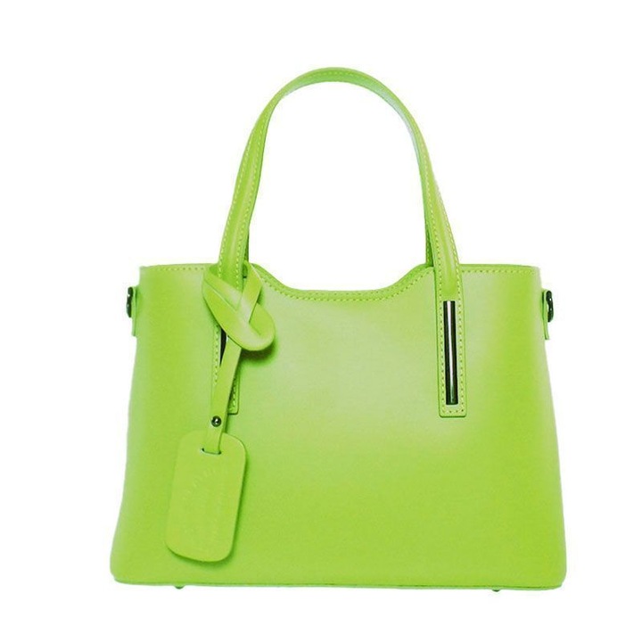 Női táska,, zöld, bőr, 28-32 x 20 x 12 cm