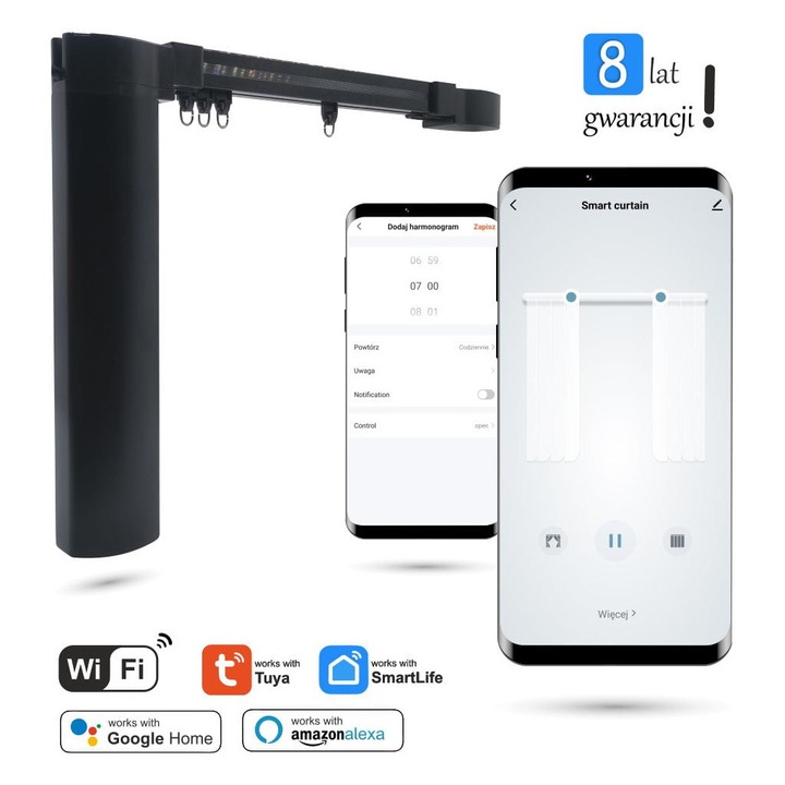 Karnis electric WiFi 7,2m, negru, set complet cu motor si accesorii