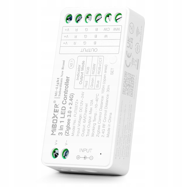 Контролер LED Miboxer FUT037Z+ RGB+CCT Zigbee 3.0, 12V/24V DC, интериор