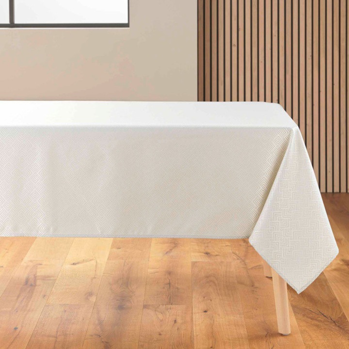 Jacquard terítő fémes mintával, AZULINE, 140 x 250 cm - bézs