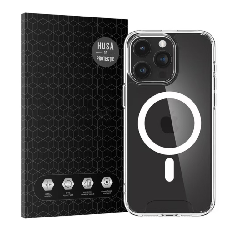 Защитен калъф, съвместим с Apple iPhone 16 Pro, MagSafe, силикон, черен