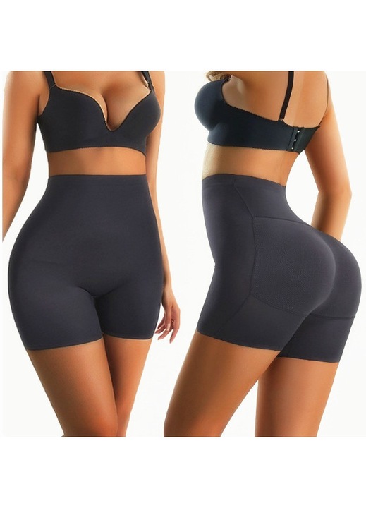 Chiloti modelatori cu efect de push-up, ZENOVORA®, Talie Inalta, Efect modelator in zona soldurilor si a abdomenului, Negru/M