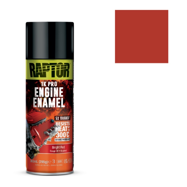 Spray vopsea Raptor termorezistent pt. motor Rosu aprins 300C – 364 ml