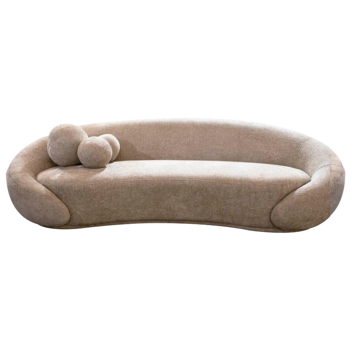 Canapea curbata tapitata bej natural, Z-Home