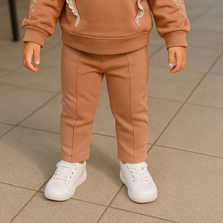 Hosszú kötött nadrág, rugalmas derékkal és csíkkal a hosszában, PANCO - My Roots, Rózsaszín, lányoknak, Rózsaszín