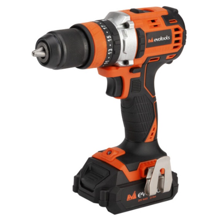 Masina de Gaurit si Insurubat Brushless cu Percutie cu 2 Acumulatori si Incarcator MAX 20V POWER Evotools