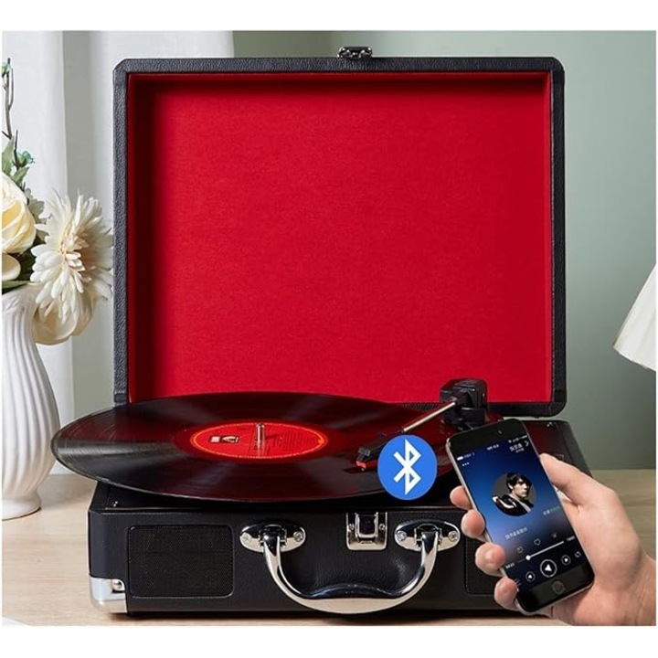 Bluetooth приемник, Excitat®, Bluetooth 5.4JL, 150HZ-20KHZ, Вградени високоговорители, Ретро дизайн на куфарче, Черен