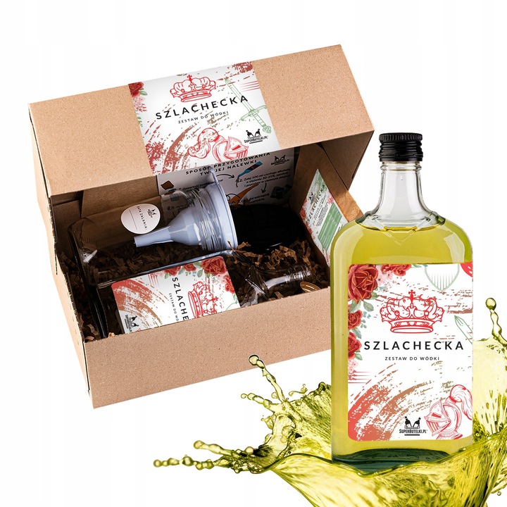 Set pentru fabricarea vodcai, Super Butelki, Noble, sticla, 28/18, filtre de filtrare a lichiorului 3 bucati, eticheta decorativa autoadeziva, 500 ml, multicolor