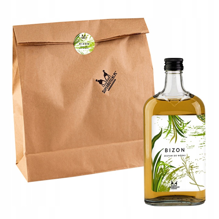 Set pentru prepararea lichiorului, Super Butelki, Idee de cadou ideala, Bizon, sticla, 28/18, Filtre pentru filtrarea lichiorului 3 bucati, Eco Bag, 500 ml, multicolor