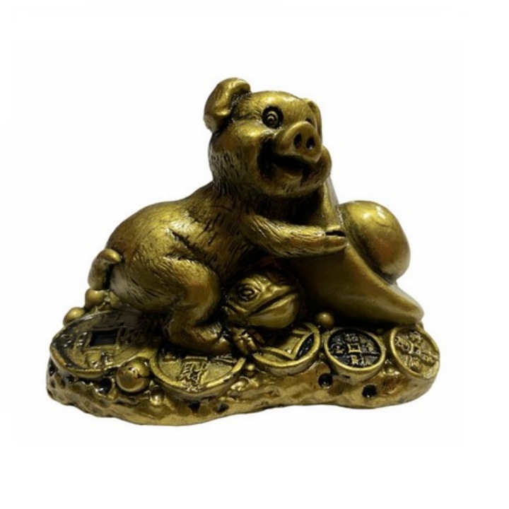 Feng shui GOBI® Gyanta Malac Szobor Békával és Rögökkel 6 cm, FS83 B Modell