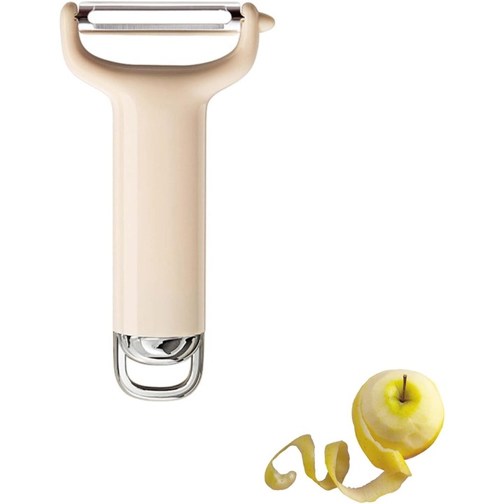 Curatator de legume multifunctional din otel inoxidabil, forma de Y cu design agatat pentru fructe, morcovi, dovlecei, castraveti, cartofi BEJ