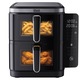 Friteuza cu aer cald fara ulei iHunt Bro Air Fryer 11L Dual Stack, Dual Zone 2800W (1400W + 1400W), Ecran digital, 12 functii de gatire, Temperatura Ajustabila, Decongelare si temporizare, Black