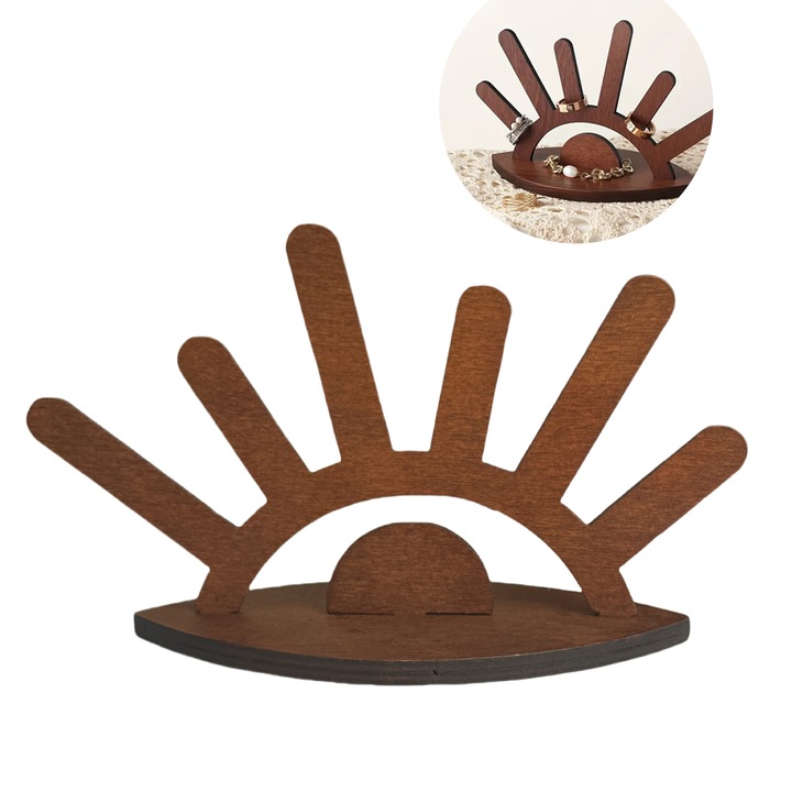 Ékszertartó állvány, fa, 14,4x10cm, barna