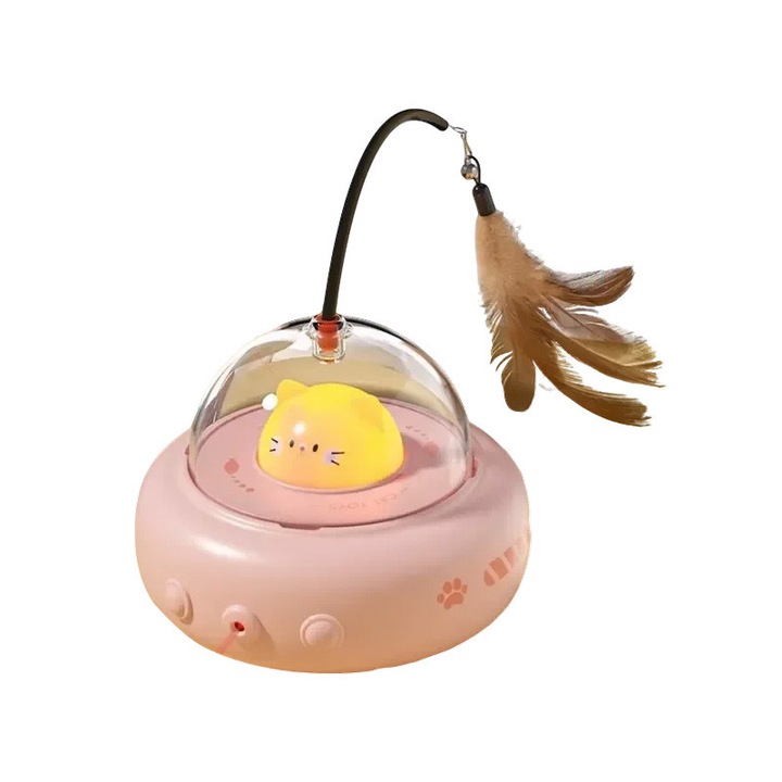 Jucarie interactiva pentru pisici, Omelivon, senzor de miscare, roz