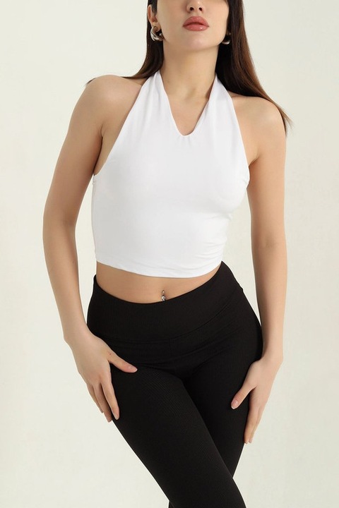 Дамска блуза с изрез, Бял