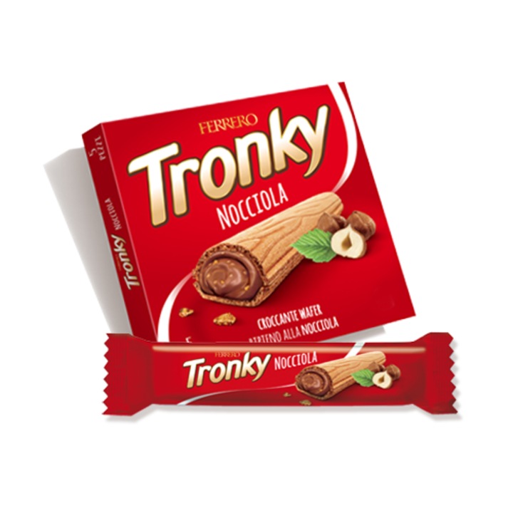 Napolitane Ferrero Tronky Nocciola, umplutura de alune, set 5 buc, 90g