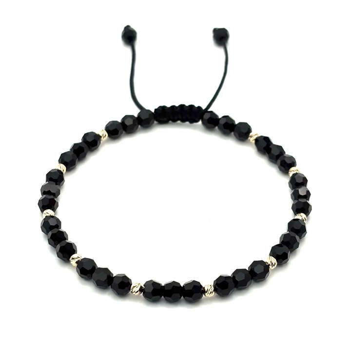 Bratara cu 10 bile din AUR 14K si Cristale Preciosa, reglabila, dama