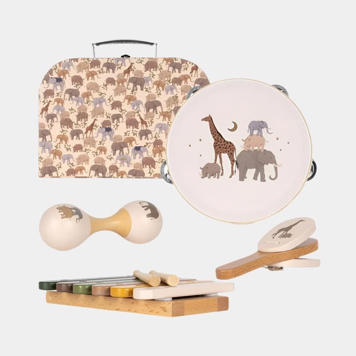 Set de instrumente muzicale, Konges Slojd, Safari, lemn, multicolor