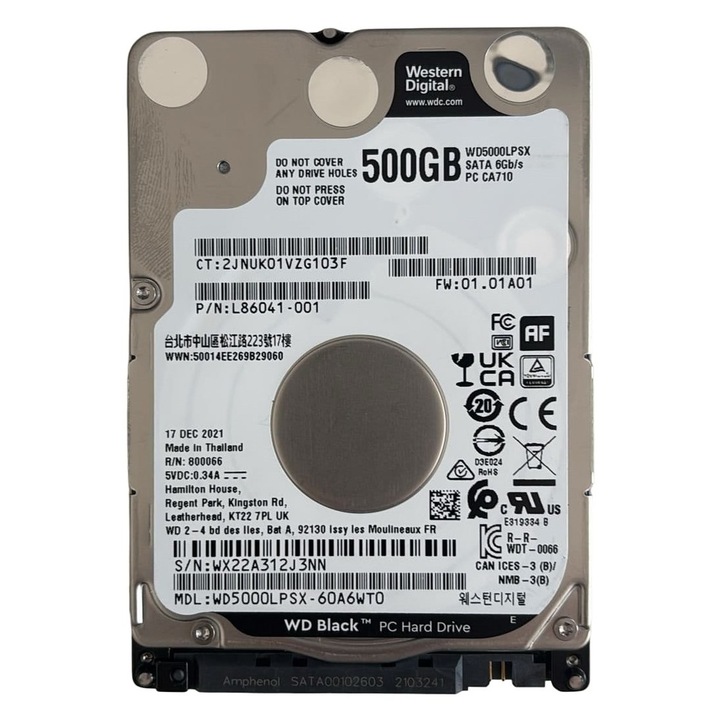 HDD 2, 5' sata laptop Western Digital Black 500GB 7200 RPM