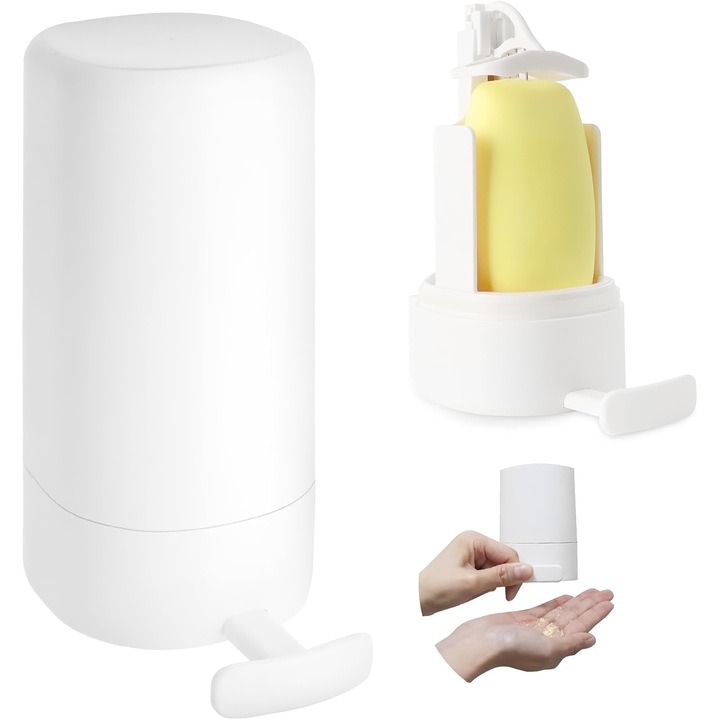 KD Home® SolidFlow szappanadagoló, 3 lépéses adagolás, lyukmentes rögzítés, vízálló, fehér