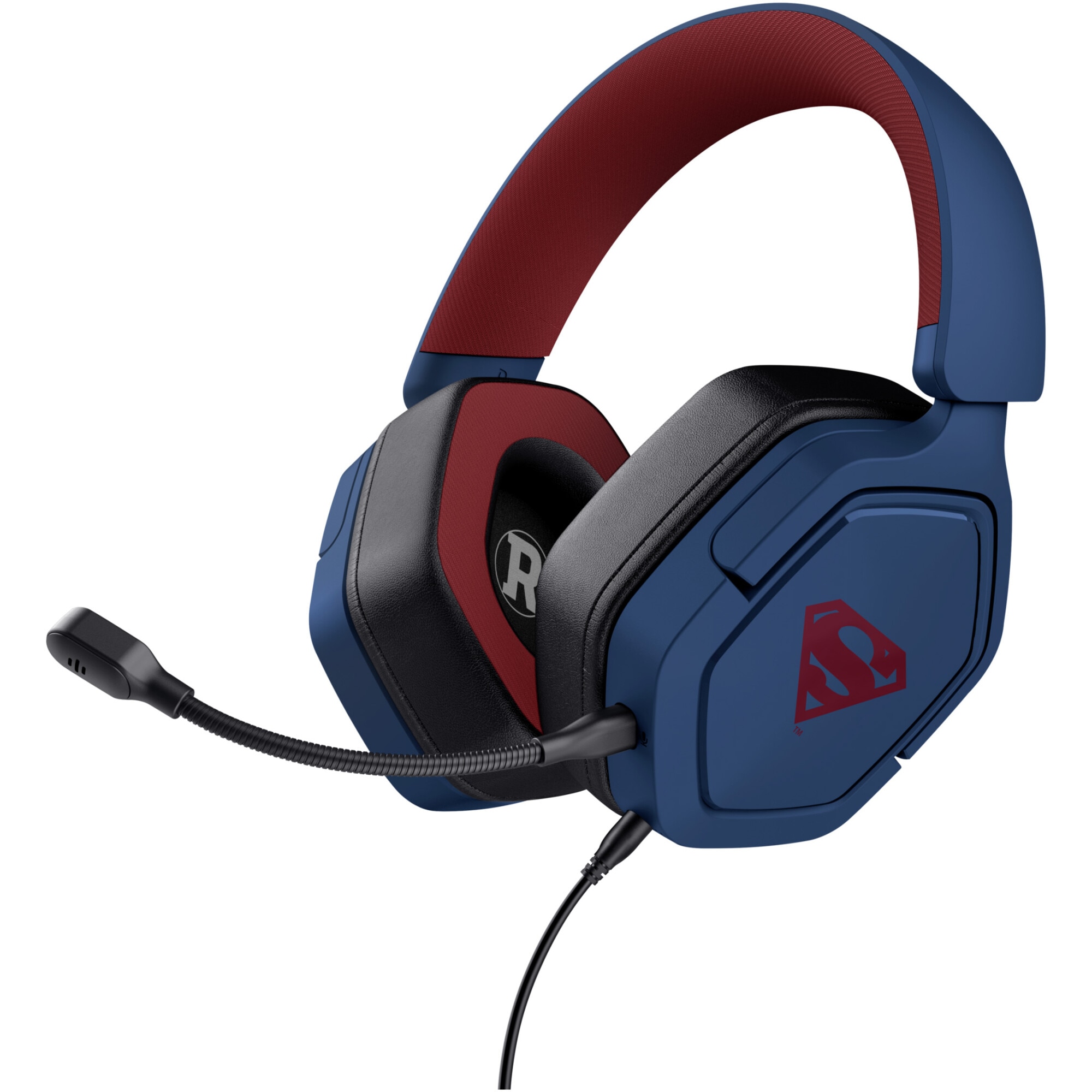 Casti Gaming cu fir Trust GXT492SM Carus - WB Superman, drivere 50mm, microfon detasabil, compatibil PC, PS4/PS5/Xbox, cablu 1,2m, multicolor